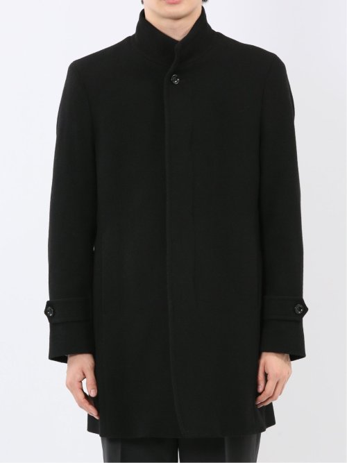 尾州ウール混 スタンドカラーコート カルゼ