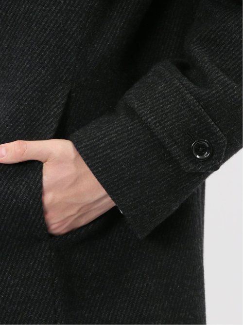 尾州ウール混 スタンドカラーコート カルゼ