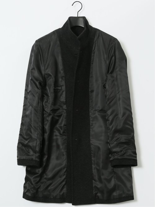 尾州ウール混 スタンドカラーコート カルゼ