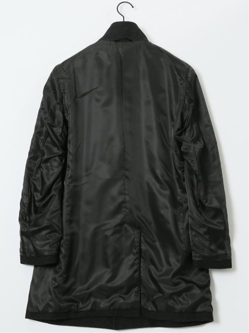 尾州ウール混 スタンドカラーコート カルゼ