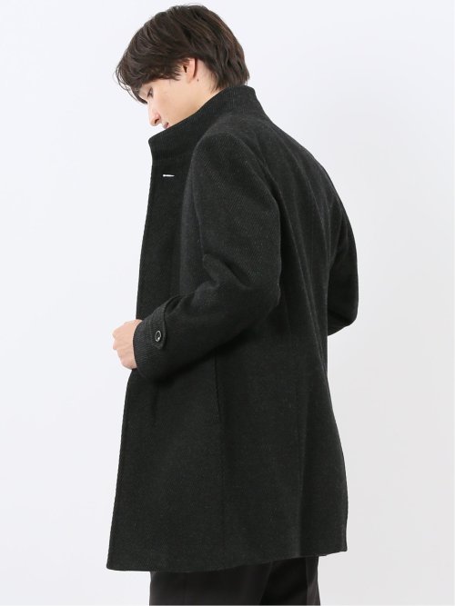 尾州ウール混 スタンドカラーコート カルゼ