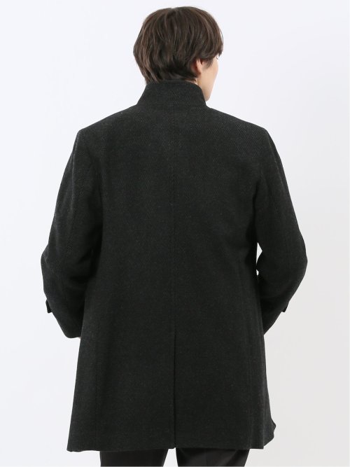 尾州ウール混 スタンドカラーコート カルゼ