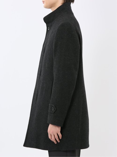 尾州ウール混 スタンドカラーコート カルゼ