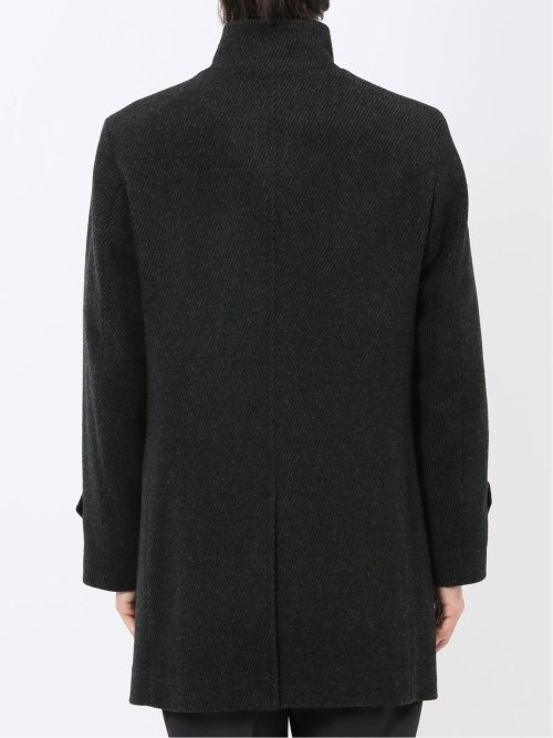 尾州ウール混 スタンドカラーコート カルゼ