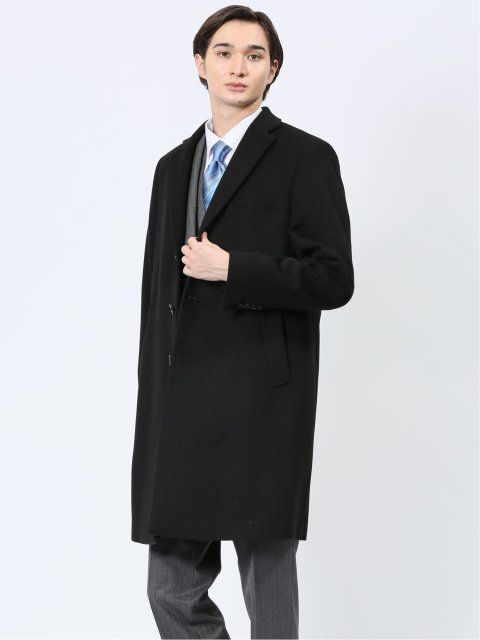 KORET コレット/F アウター チェスターコート ブラック 隣り ニューウール 