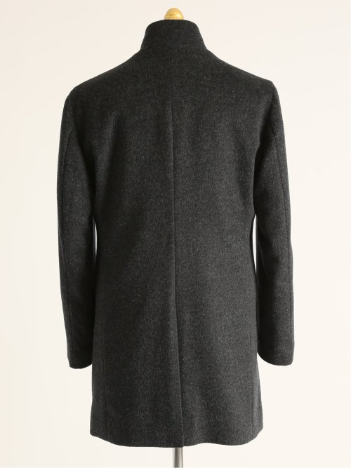 カシミヤ混ウール スタンドコート グレー