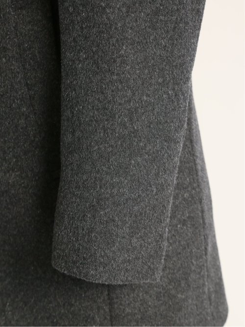 カシミヤ混ウール スタンドコート グレー