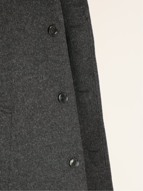 カシミヤ混ウール スタンドコート グレー