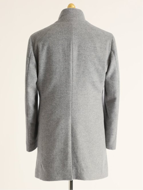カシミヤ混ウール スタンドコート ライトグレー