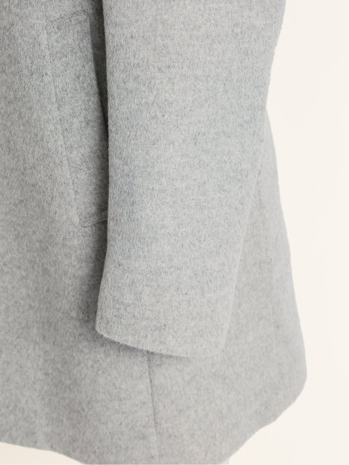 カシミヤ混ウール スタンドコート ライトグレー