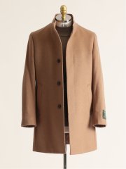 カシミヤ混ウール スタンドコート キャメル