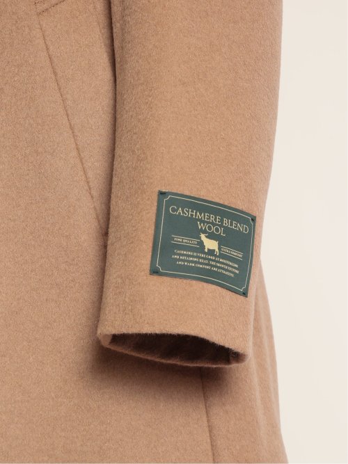 カシミヤ混ウール スタンドコート キャメル