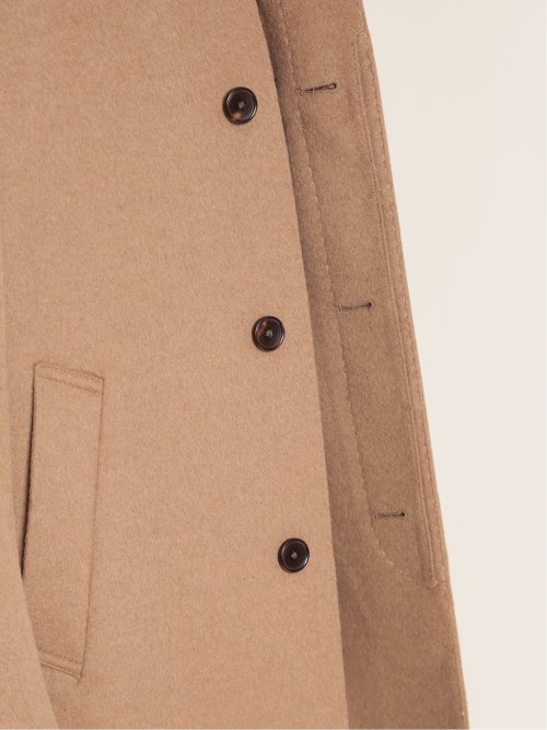 カシミヤ混ウール スタンドコート キャメル