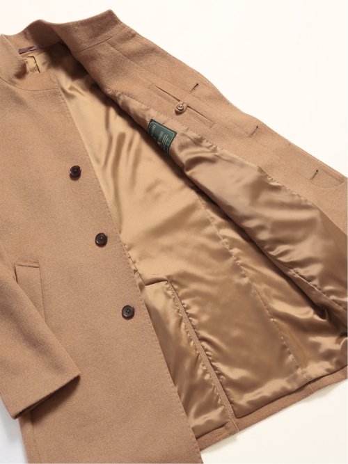 カシミヤ混ウール スタンドコート キャメル