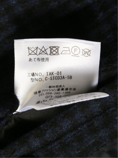 『エムエフエディトリアル』グレンチェック カシミヤ混 ウールコート タカキュー カシミヤ混ウール フードコート チェック紺(S 75紺): アウター/コート