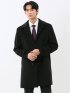 ウール100% ステンカラーコート 無地黒