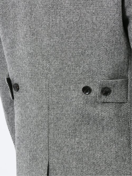 アンゴラ混ウール スタンドコート カルゼ杢グレー