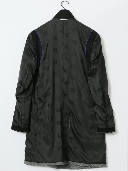 アンゴラ混ウール スタンドコート カルゼ杢グレー