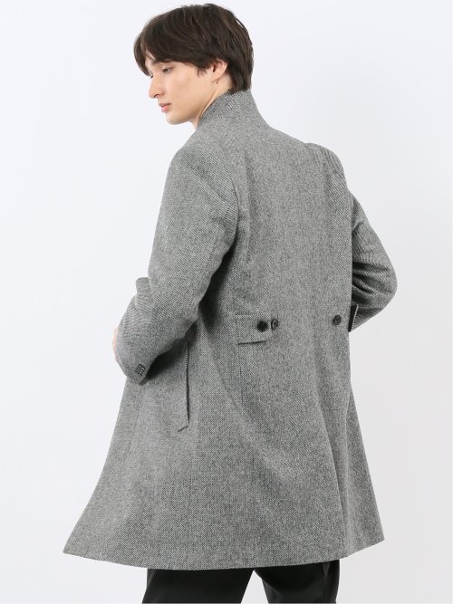 アンゴラ混ウール スタンドコート カルゼ杢グレー(S 06グレー