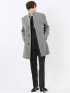 アンゴラ混ウール スタンドコート カルゼ杢グレー