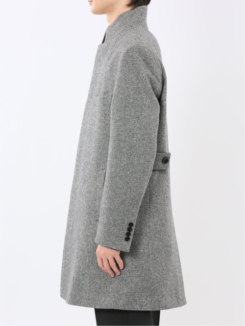 アンゴラ混ウール スタンドコート カルゼ杢グレー(S 06グレー