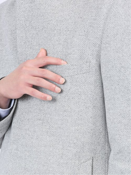 カシミヤアンゴラ混ウール スタンドコート ライトグレー