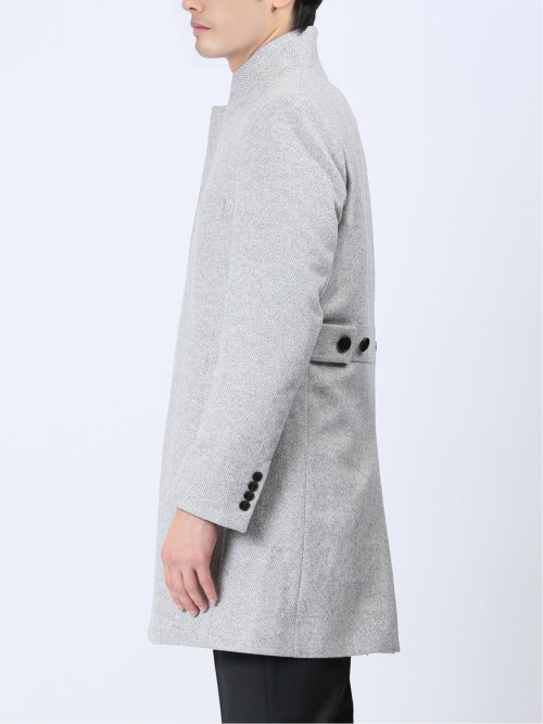 カシミヤアンゴラ混ウール スタンドコート ライトグレー