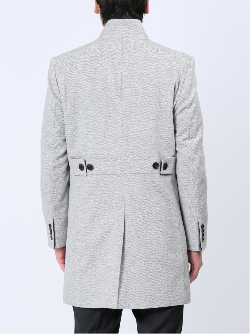 カシミヤアンゴラ混ウール スタンドコート ライトグレー