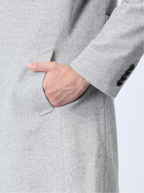 カシミヤアンゴラ混ウール スタンドコート ライトグレー