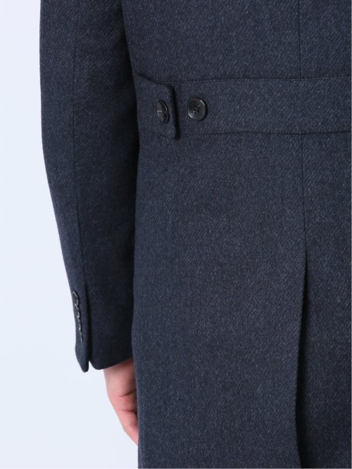 カシミヤアンゴラ混ウール スタンドコート 紺