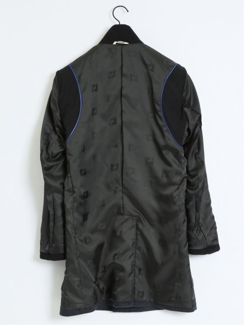 カシミヤアンゴラ混ウール スタンドコート 紺