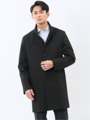 撥水 スタンドカラーコート カルゼ紺