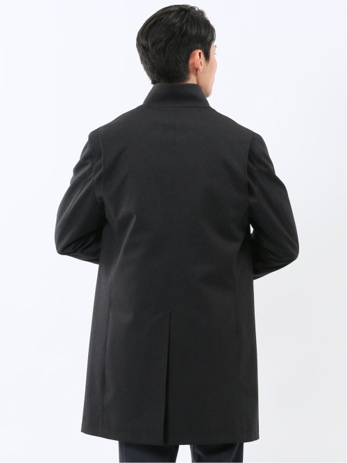 撥水 スタンドカラーコート カルゼ紺