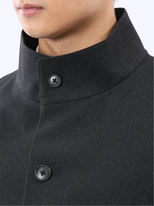 撥水 スタンドカラーコート カルゼ紺