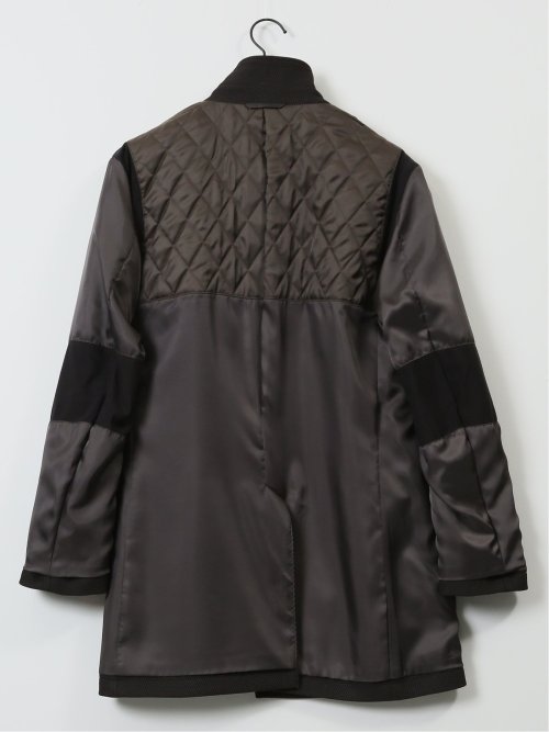 撥水 スタンドカラーコート ヘリンボン茶(S 30茶): アウター/コート