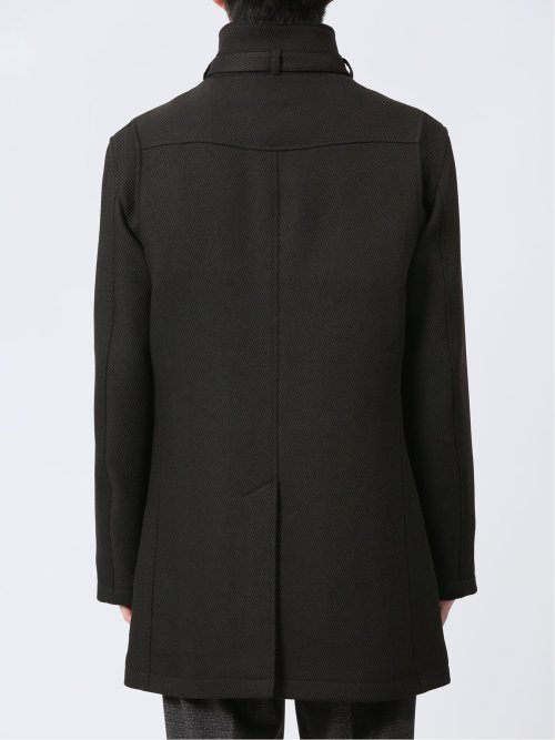 撥水 スタンドカラーコート ヘリンボン茶