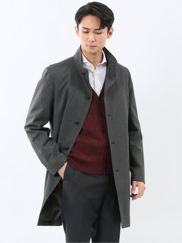 撥水 スタンドカラーコート カルゼグレー