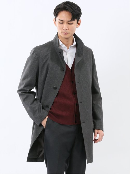 撥水 スタンドカラーコート カルゼグレー