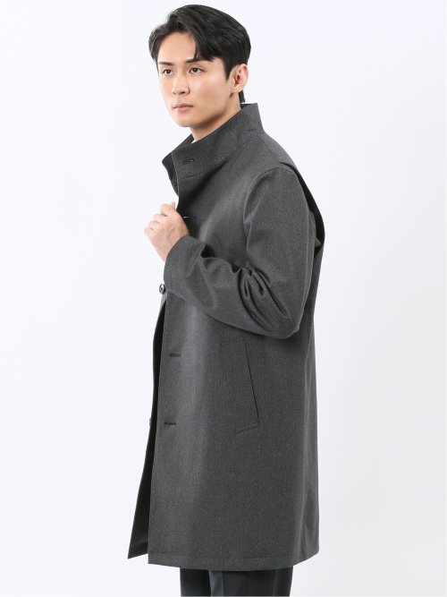 撥水 スタンドカラーコート カルゼグレー