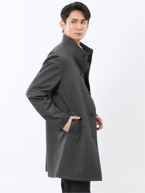 撥水 スタンドカラーコート カルゼグレー
