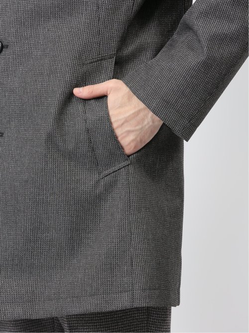 撥水防風 イタリアンカラーコート ホップサックグレー