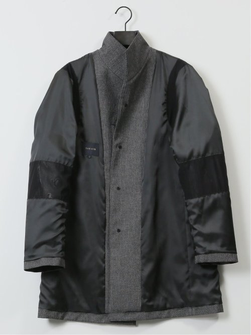 撥水防風 イタリアンカラーコート ホップサックグレー
