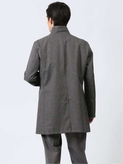 撥水防風 イタリアンカラーコート ホップサックグレー