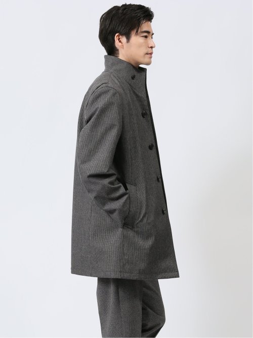 撥水防風 イタリアンカラーコート ホップサックグレー