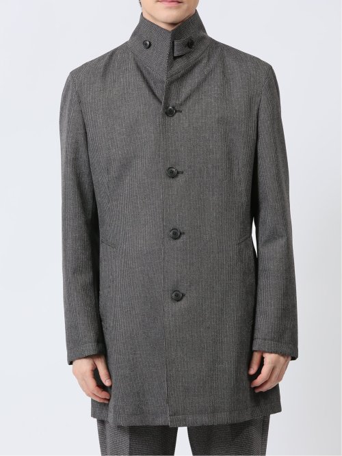 撥水防風 イタリアンカラーコート ホップサックグレー