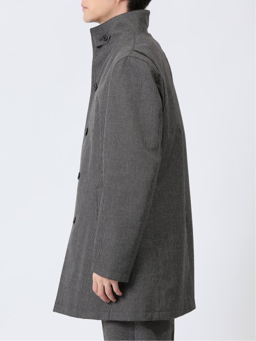 撥水防風 イタリアンカラーコート ホップサックグレー