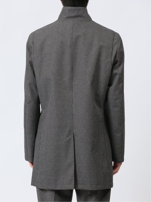 撥水防風 イタリアンカラーコート ホップサックグレー