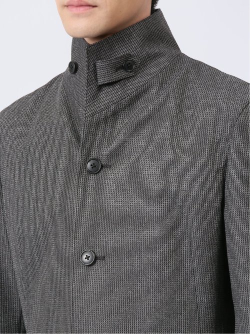 撥水防風 イタリアンカラーコート ホップサックグレー