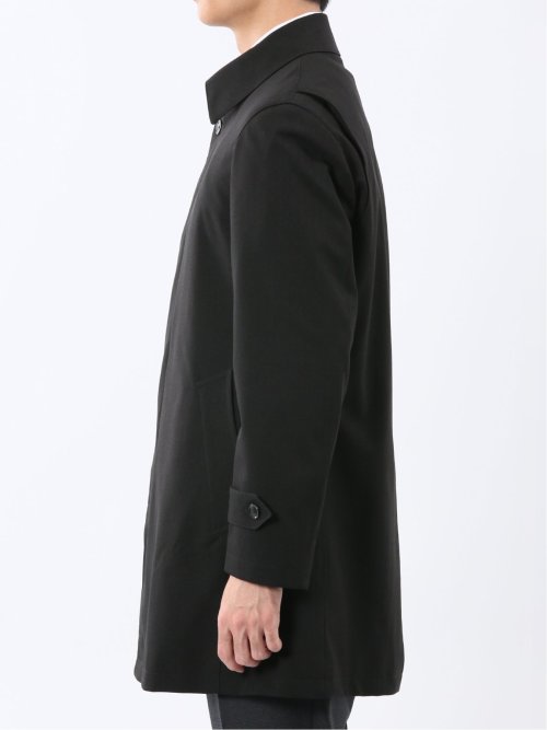 撥水 ステンカラーコート ヘリンボン黒