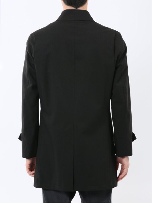 撥水 ステンカラーコート ヘリンボン黒